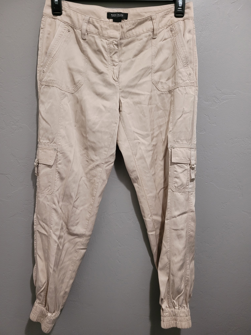 White House Black Market Beige Cargo Joggers Parachute Pants Trousers